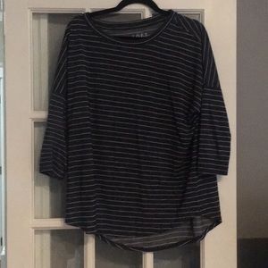 Navy and white striped 3/4 sleeve shirt